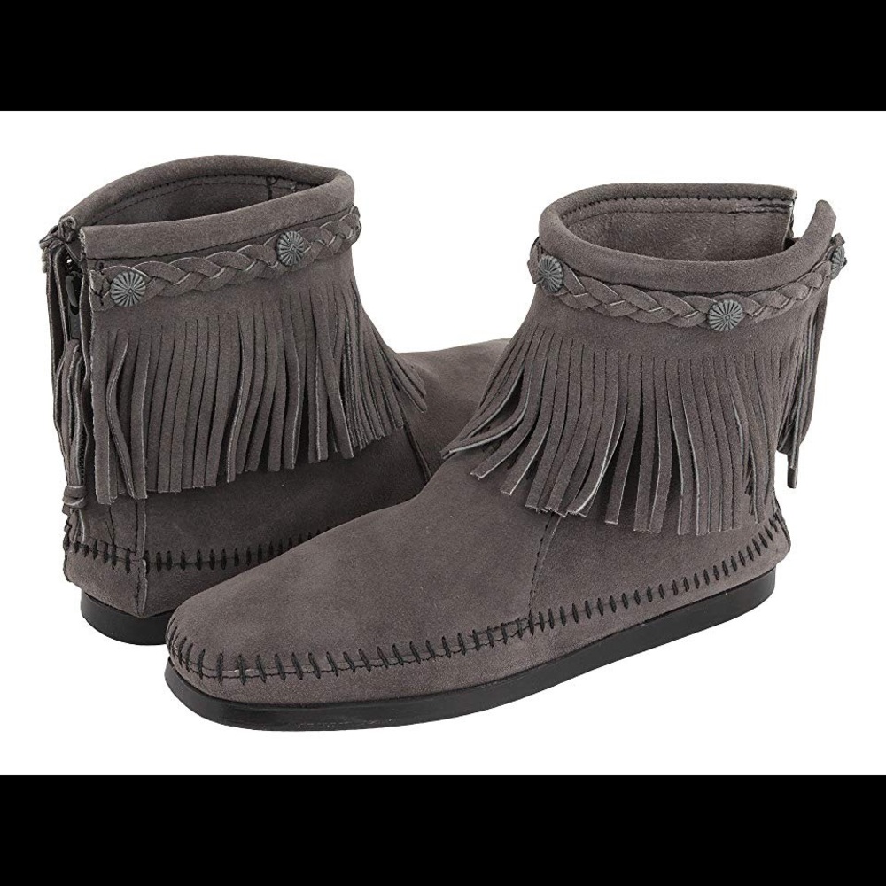 Minnetonka hi top back zip boot